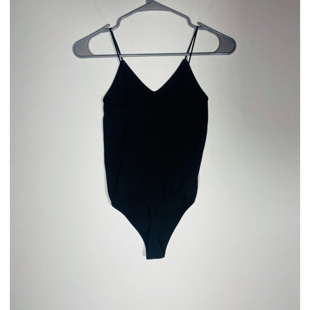 Colsie Black Ribbed Spaghetti Strap Bodysuit Women’s Size M One-Piece Basic